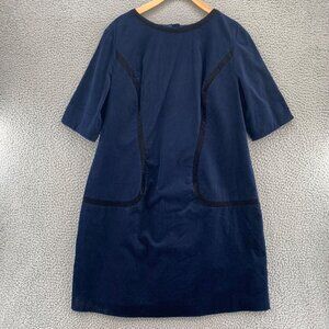 Boden Dress Womens 14R Navy Corduroy Shift Mini Short Sleeve Pocket Career Work
